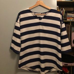 White & Blue Striped Sailor Top